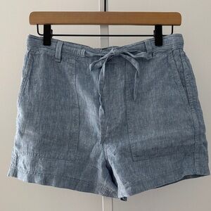 MADEWELL sun faded blue pull on shorts linen small